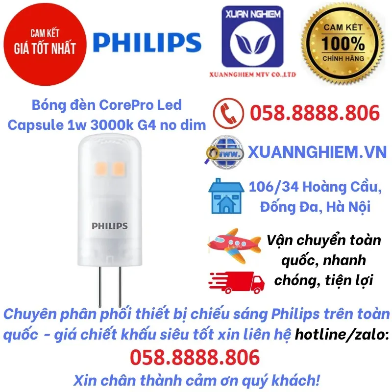 Bóng đèn CorePro Led Capsule 1w 3000k G4 no dim