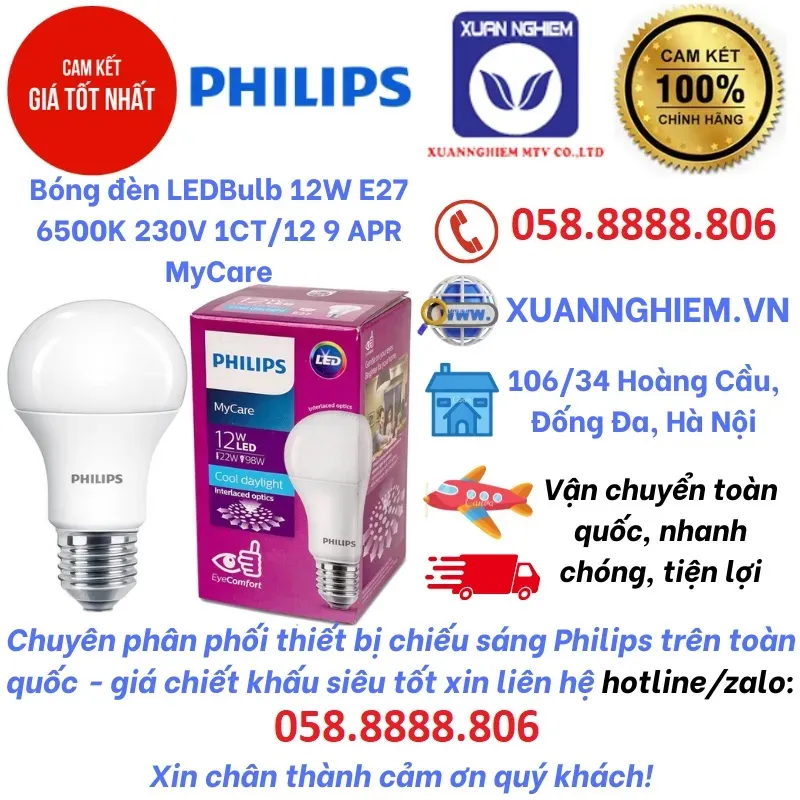 Bóng đèn LEDBulb 12W E27 6500K 230V 1CT/12 9 APR MyCare