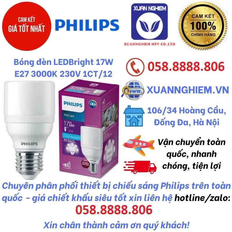 Bóng đèn LEDBright 17W E27 3000K 230V 1CT/12