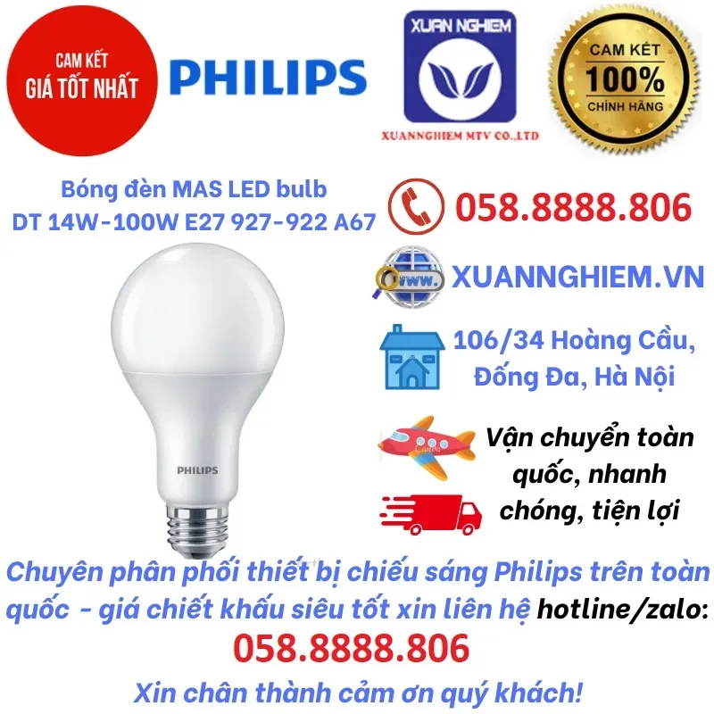 Bóng đèn MAS LED bulb DT 14-100W E27 927-922 A67