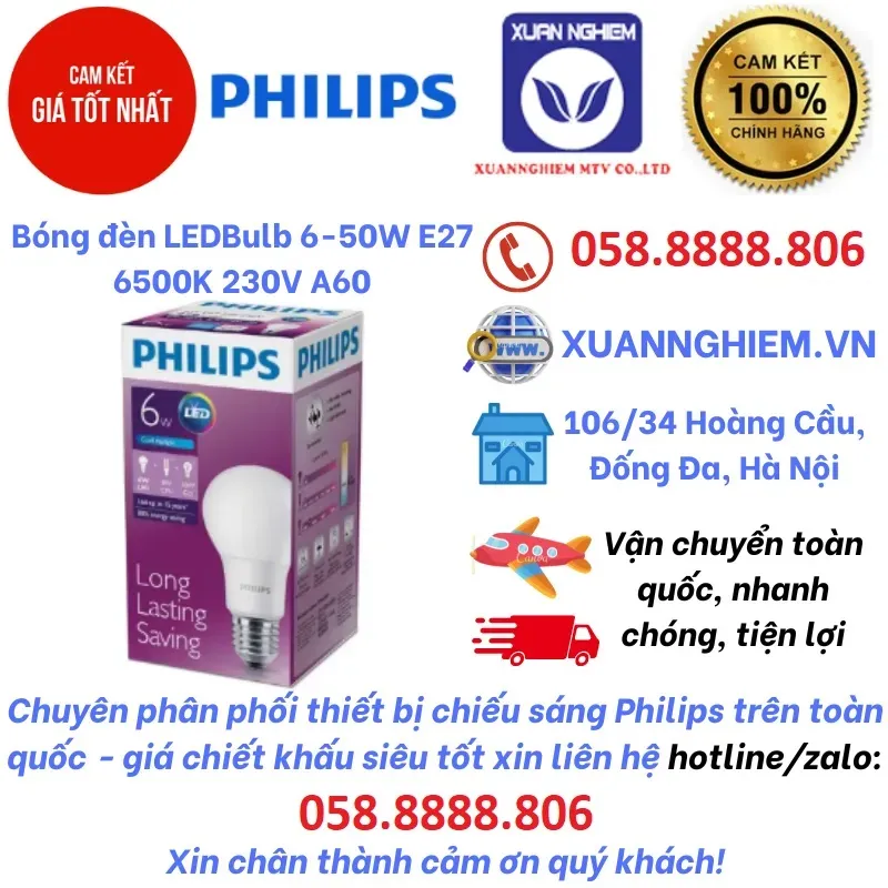Bóng đèn LEDBulb 6-50W E27 6500K 230V A60