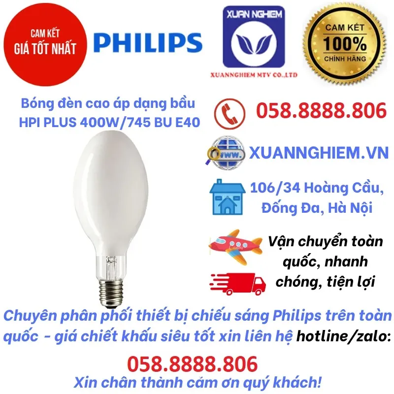 Bóng đèn cao áp dạng bầu HPI PLUS 400W/745 BU E40 SLV/6