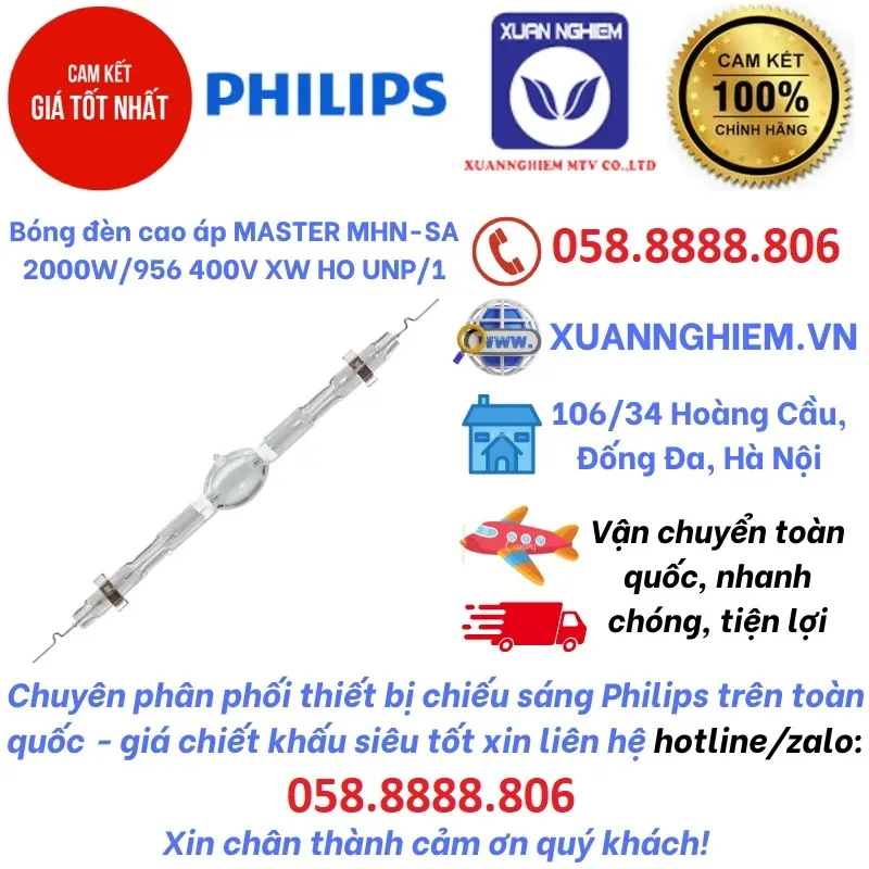 Bóng đèn cao áp MASTER MHN-SA 2000W/956 400V XW HO UNP/1