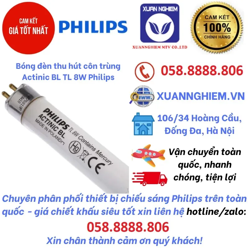 Bóng đèn thu hút côn trùng Actinic BL TL 8W Philips