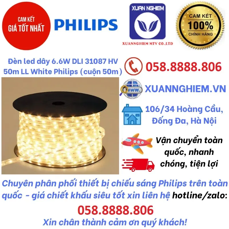 Đèn led dây 6.6W DLI 31087 HV 50m LL White Philips (cuộn 50m)