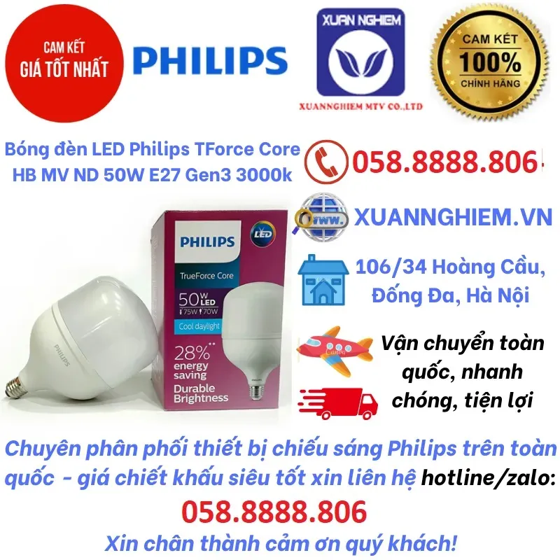 Bóng đèn LED Philips TForce Core HB MV ND 50W E27 Gen3 3000k