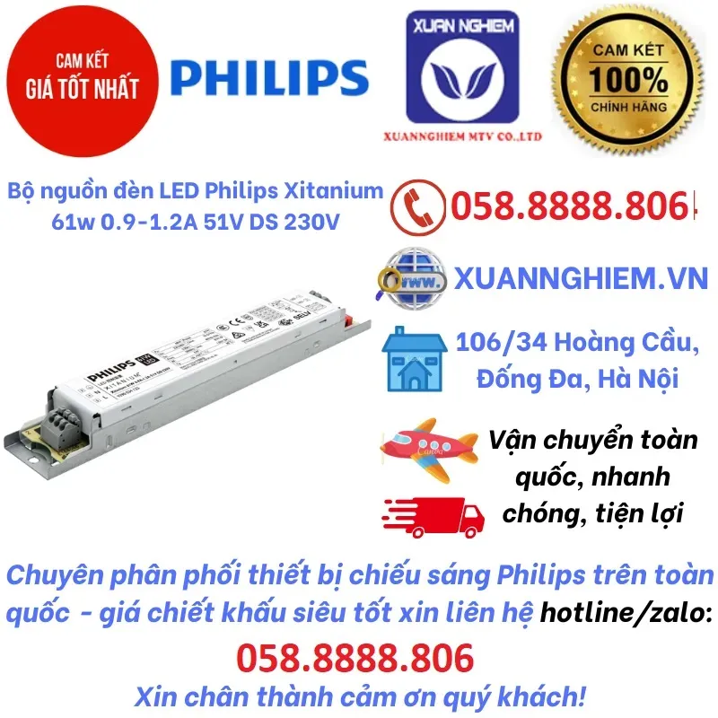 Bộ nguồn đèn LED Philips Xitanium 61w 0.9-1.2A 51V DS 230V