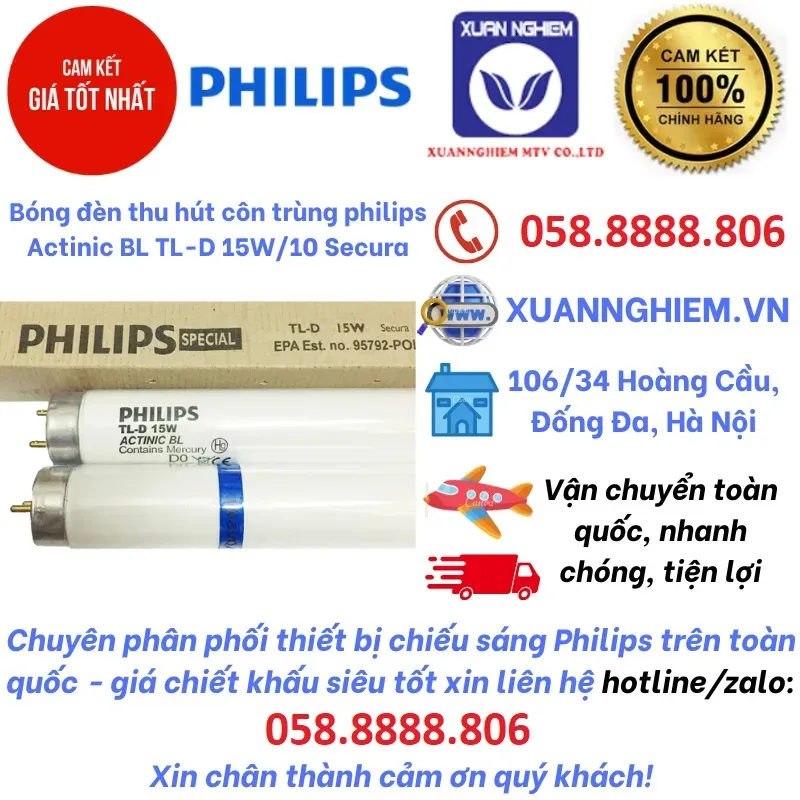 Bóng đèn thu hút côn trùng philips Actinic BL TL-D 15W/10 Secura