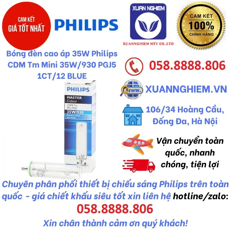Bóng đèn cao áp 35W Philips CDM Tm Mini 35W/930 PGJ5 1CT/12 BLUE