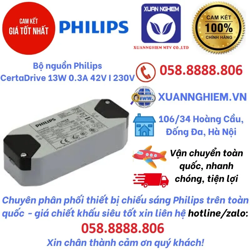 Bộ nguồn Philips CertaDrive 13W 0.3A 42V I 230V