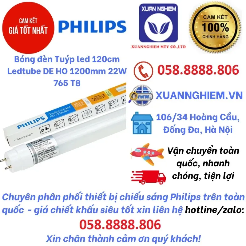 Bóng đèn Tuýp led 120cm Ledtube DE HO 1200mm 22W 765 T8