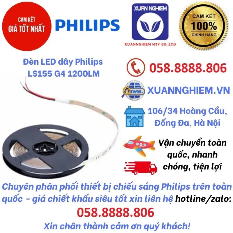 Đèn LED dây Philips LS155 G4 12w 5M 24V (12w/m 1200lm)