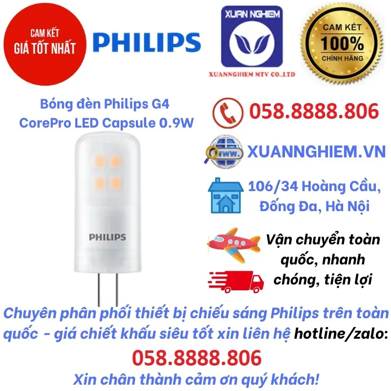 Bóng đèn Philips G4 CorePro LED Capsule 0.9W