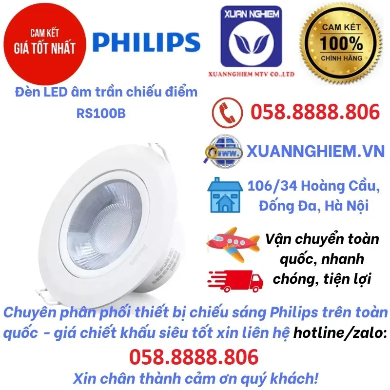 Đèn led âm trần chiếu điểm 27W RS100B LED30 D150