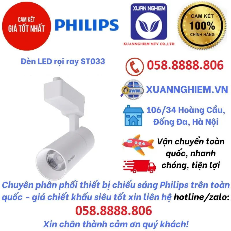 Đèn LED rọi ray ST033 20W 3000K WH 24D