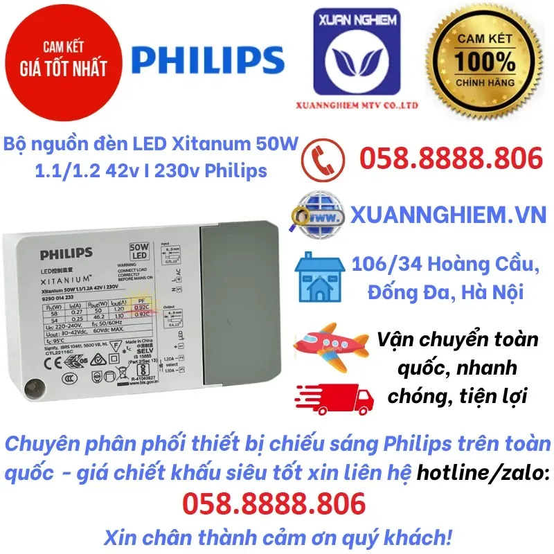 Nguồn đèn LED Philips Xitanium 64w 1.5/1.6A 40v I 230v