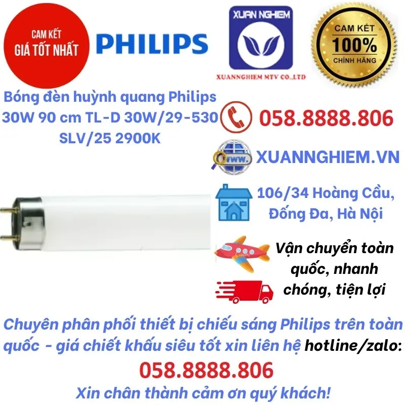 Bóng đèn huỳnh quang Philips 30W 90 cm TL-D 30W/29-530 SLV/25 2900K