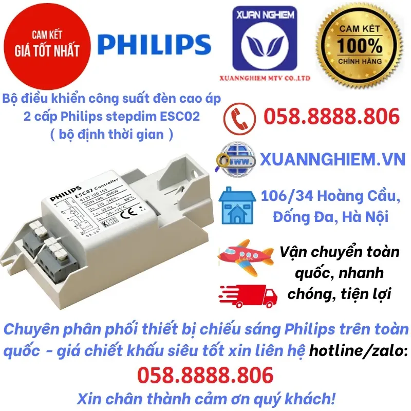 Bộ điều khiển công suất đèn cao áp 2 cấp Philips stepdim ESC02 ( bộ định thời gian )
