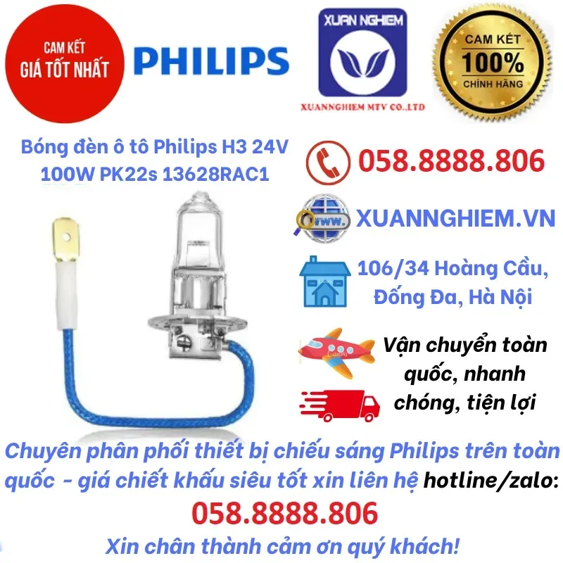 Bóng đèn ô tô Philips H3 24V 100W PK22s 13628RAC1