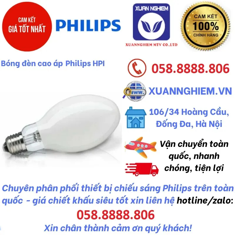 Bóng đèn cao áp 250w Philips HPI PLUS 250W/667 BU E40 SLV 12