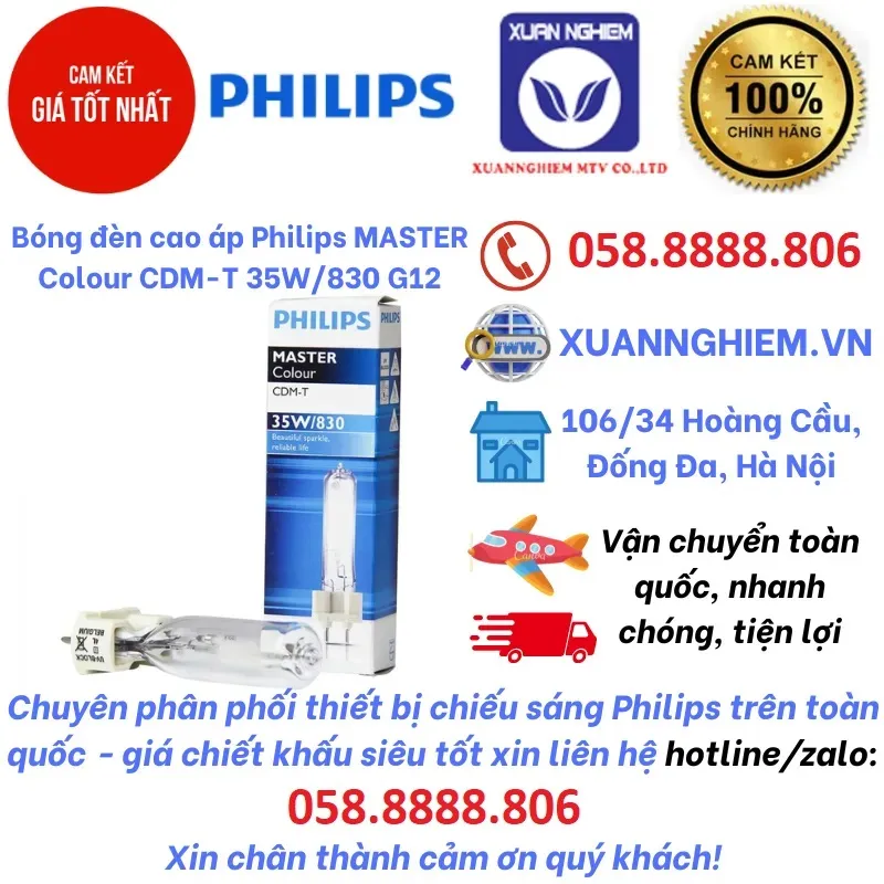 Bóng đèn cao áp Philips MASTER Colour CDM-T 35W/830 G12 1CT/12