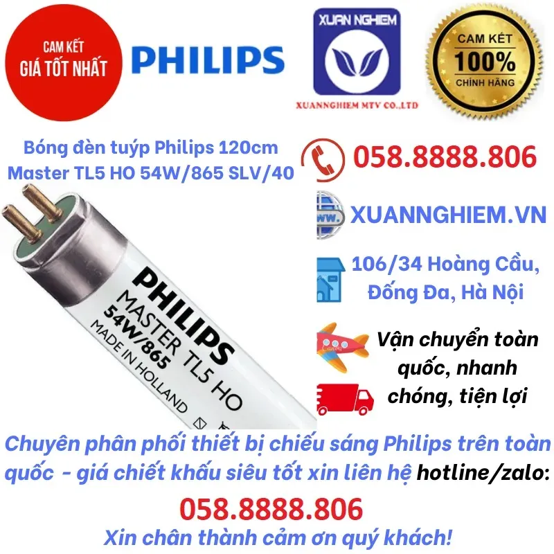Bóng đèn tuýp Philips 120cm Master TL5 HO 54W/865 SLV/40
