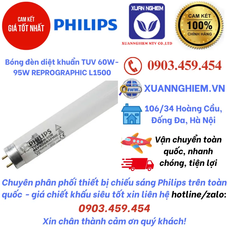 Bóng đèn diệt khuẩn TUV 60W-95W REPROGRAPHIC L1500