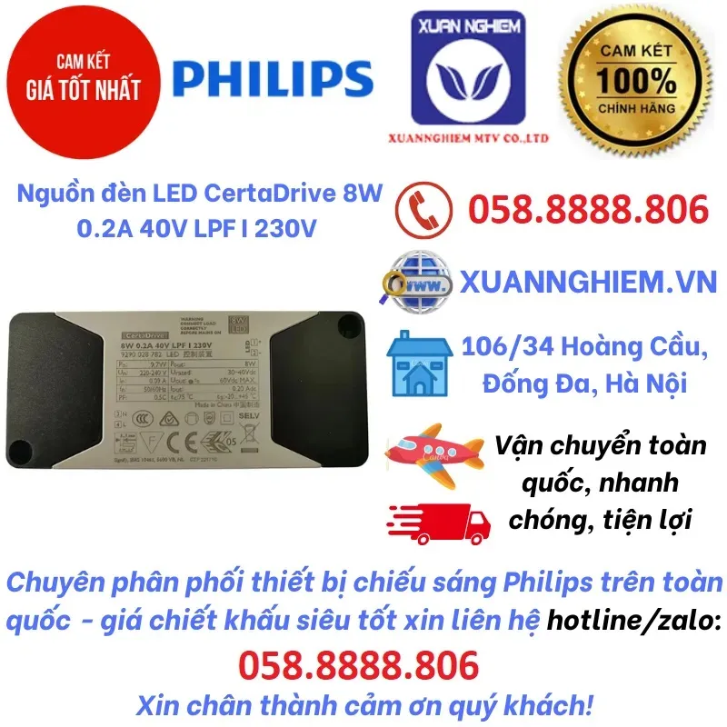 Bộ nguồn đèn LED CertaDrive 16W 0.4A 40V LPF I 230V