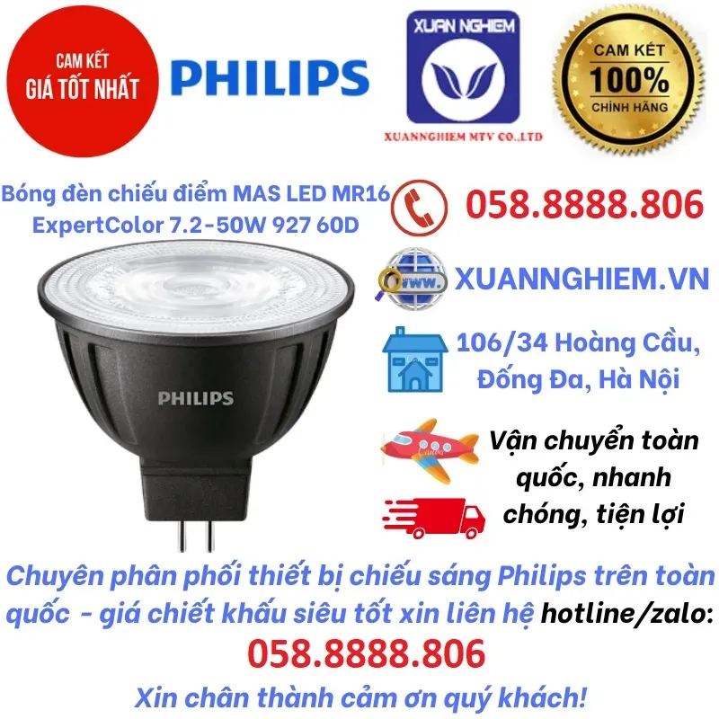 Bóng đèn chiếu điểm MAS LED MR16 ExpertColor 7.2-50W 927 60D