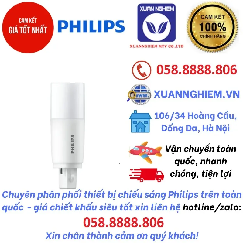 Bóng đèn CorePro LED PLC 7.5W 830 2P G24d
