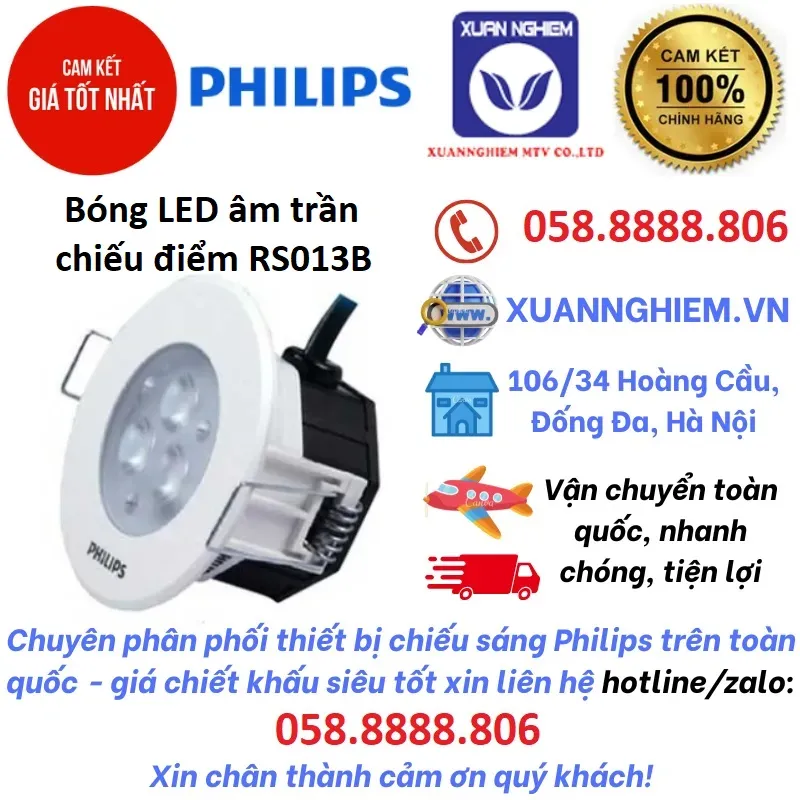 Bóng LED âm trần chiếu điểm RS013B 6w 40D