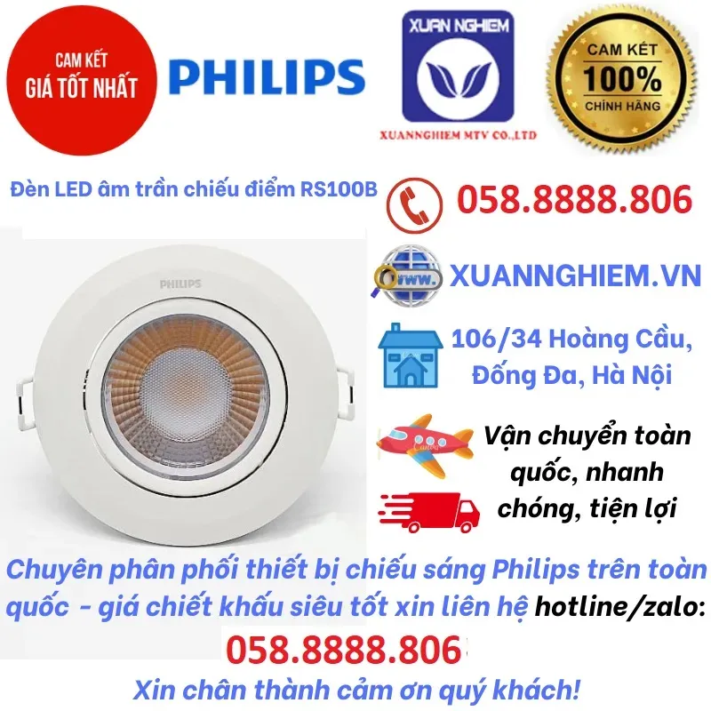 Đèn LED âm trần chiếu điểm RS100B LED30 27W 220-240V D150 840