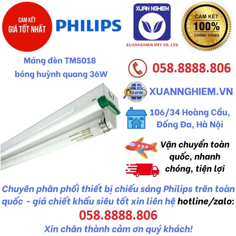 Máng đèn TMS018 1x36w dành cho 1 bóng huỳnh quang 36W