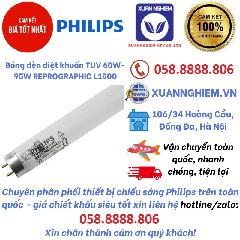 Bóng đèn diệt khuẩn TUV 60W-95W REPROGRAPHIC L1500