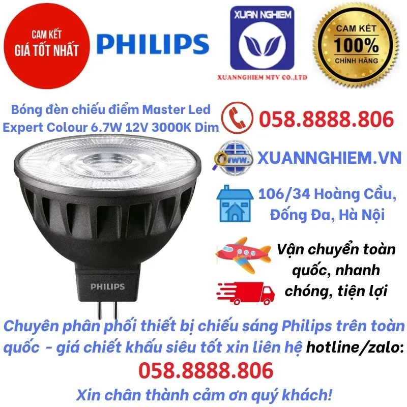 Bóng đèn chiếu điểm Master Led Expert Colour 6.7W 12V 3000K Dim