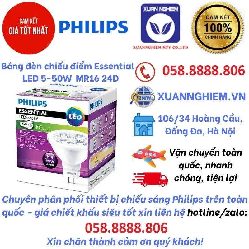 Bóng đèn chiếu điểm Essential LED 5-50W 2700K MR16 24D